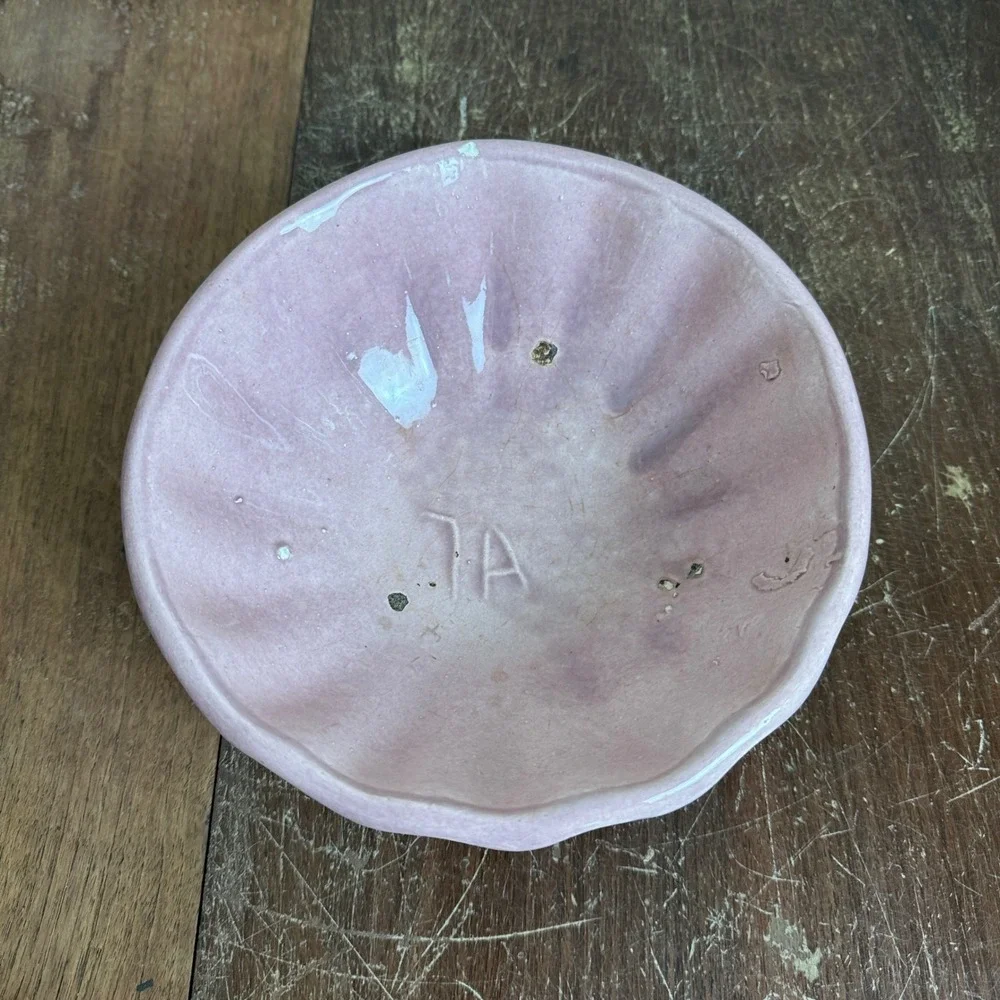 Vintage Pink Glaze ceramic‎ bowl Shallow Planter marked 7A inside